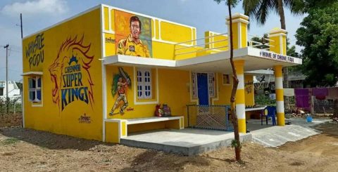 Gopi Krishnan, a Die-Hard MS Dhoni Fan in Tamil Nadu Paints His House Yellow; Named it “Home of Dhoni Fan”