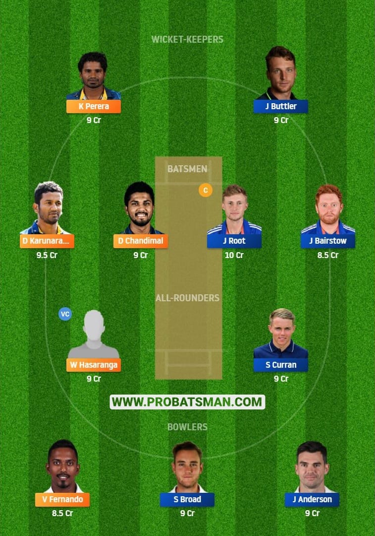 SL vs ENG Dream11 Fantasy Team 