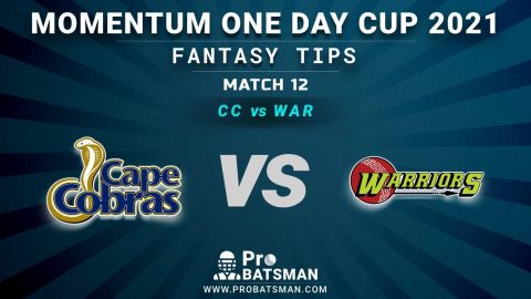 CC vs WAR Dream11 Prediction, Fantasy Cricket Tips: Playing XI, Pitch Report, Weather Forecast, Injury Updates - Momentum One Day Cup 2021, Match 12