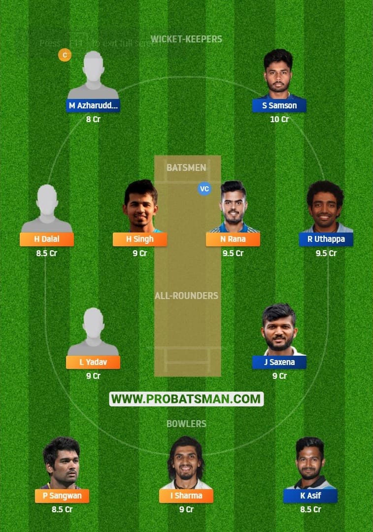 DEL vs KER Dream11 Fantasy Team Predictions