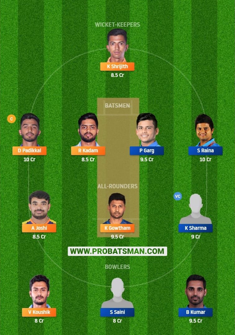 KAR vs UP Dream11 Fantasy Team Predictions