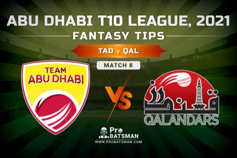TAD vs QAL Dream11 Prediction, Fantasy Cricket Tips: Playing XI, Pitch Report and Injury Update – Abu Dhabi T10 League 2021, Match 8