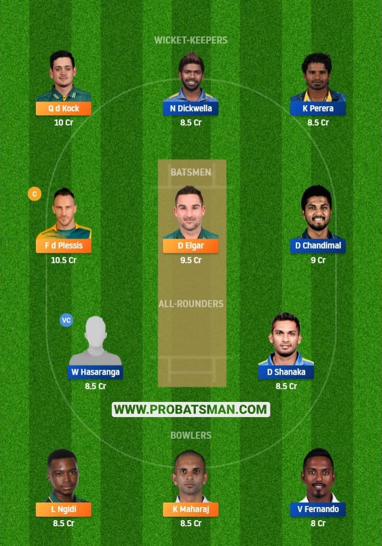 SA vs SL 2nd Test Dream11 Fantasy Team Predictions