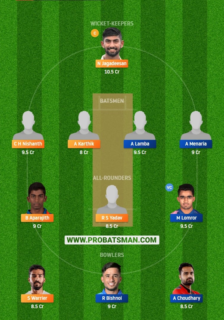 TN vs RJS Dream11 Fantasy Team Prediction