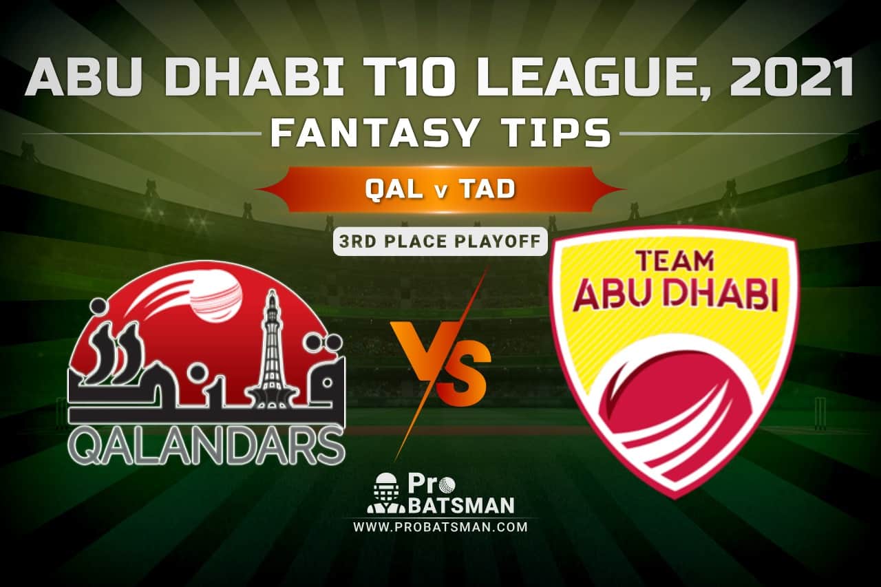 QAL vs TAD Dream11 Prediction, Fantasy Cricket Tips: Playing XI, Pitch Report and Injury Update – Abu Dhabi T10 League 2021, 3rd Place Playoff