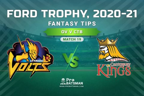 OV vs CTB Dream11 Prediction, Fantasy Cricket Tips: Playing XI, Pitch Report and Injury Update, Ford Trophy 2020-21, Match 19
