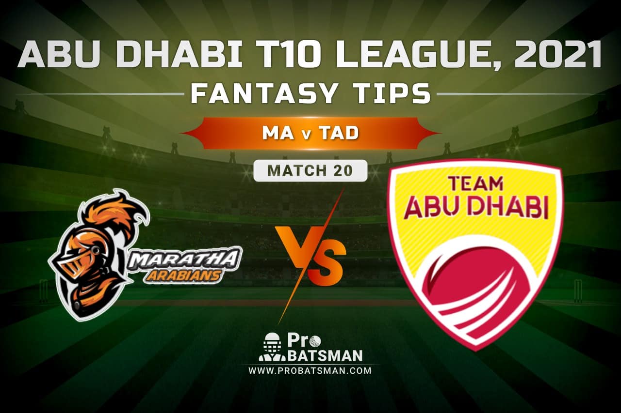 MA vs TAD Dream11 Prediction, Fantasy Cricket Tips: Playing XI, Pitch Report and Injury Update – Abu Dhabi T10 League 2021, Match 20