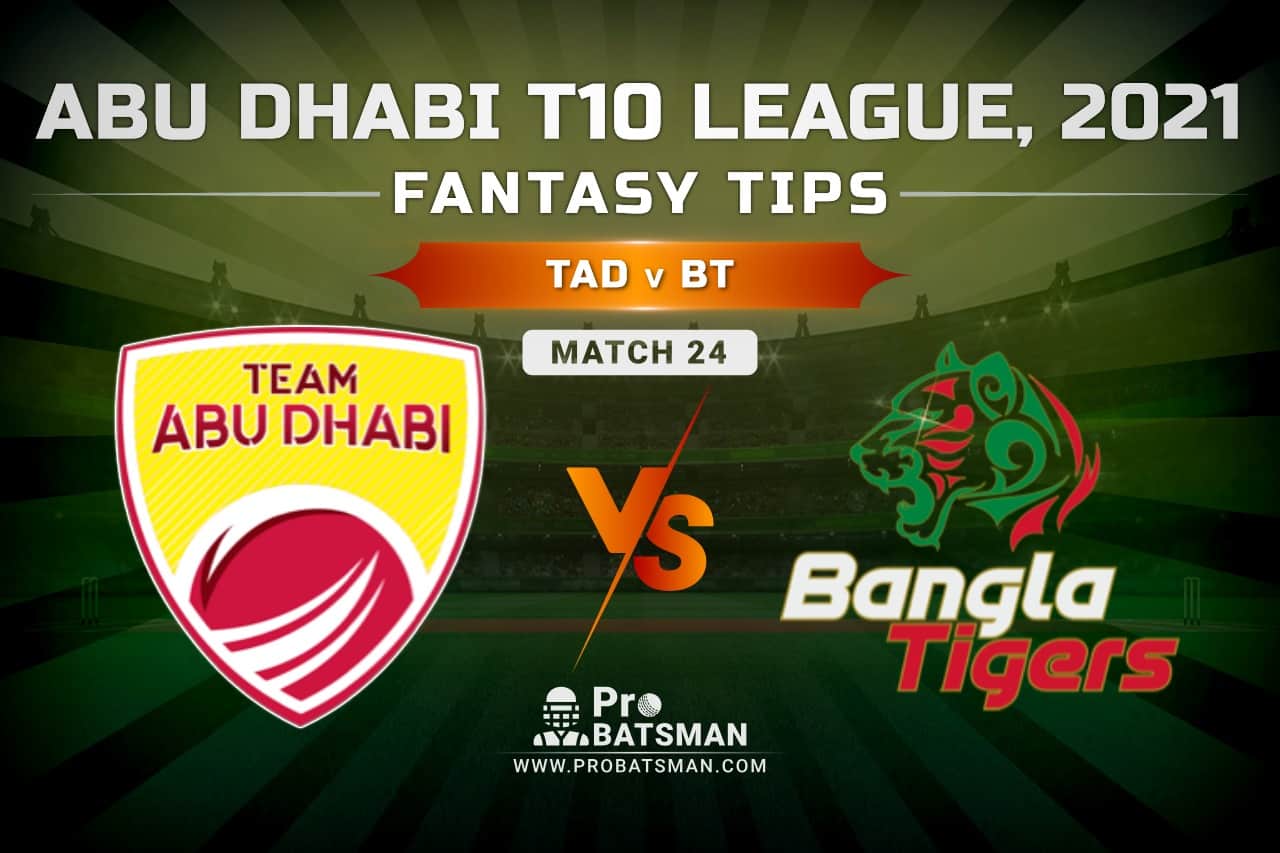 TAD vs BT Dream11 Prediction, Fantasy Cricket Tips: Playing XI, Pitch Report and Injury Update – Abu Dhabi T10 League 2021, Match 24