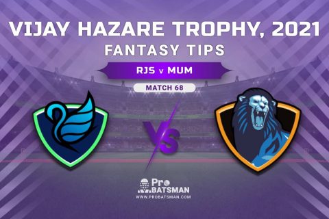 Vijay Hazare Trophy 2021, Group D: RJS vs MUM Dream11 Prediction, Fantasy Cricket Tips, Playing XI, Stats, Pitch Report & Injury Update - Match 68