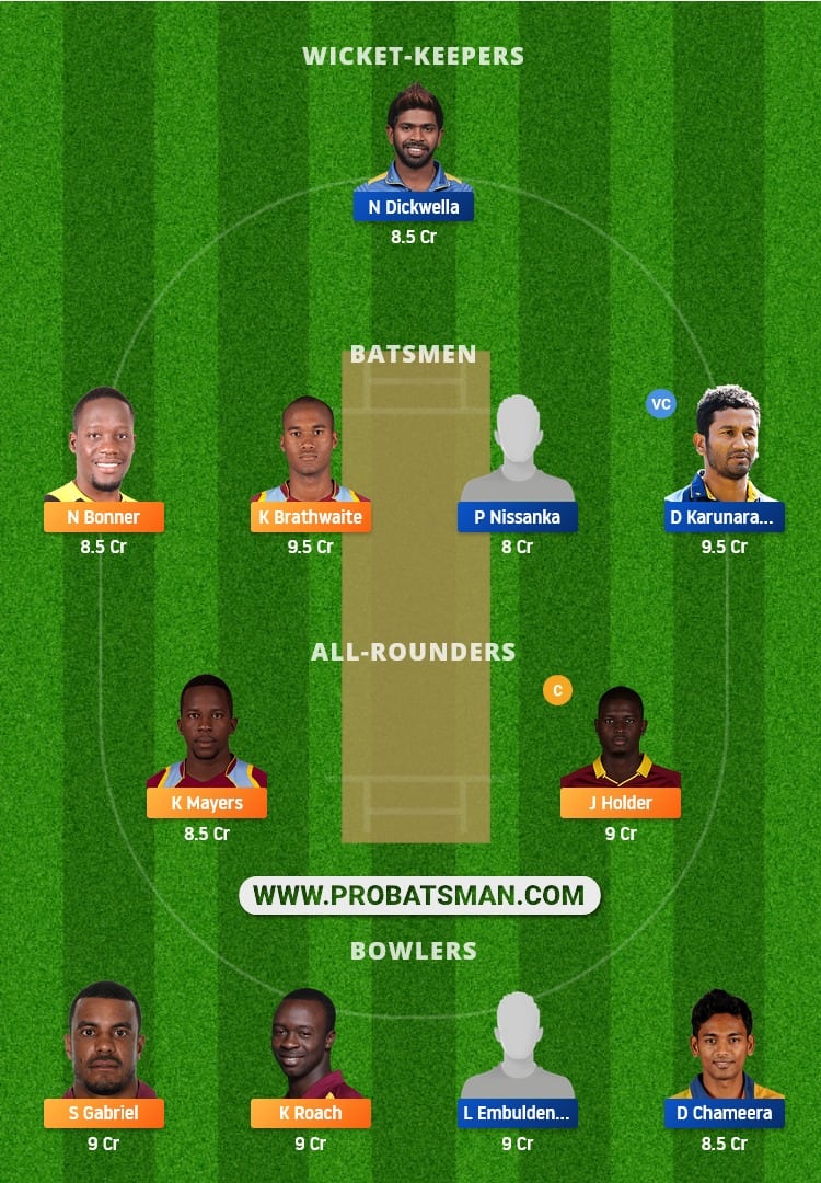 WI vs SL Dream11 Fantasy Team Prediction