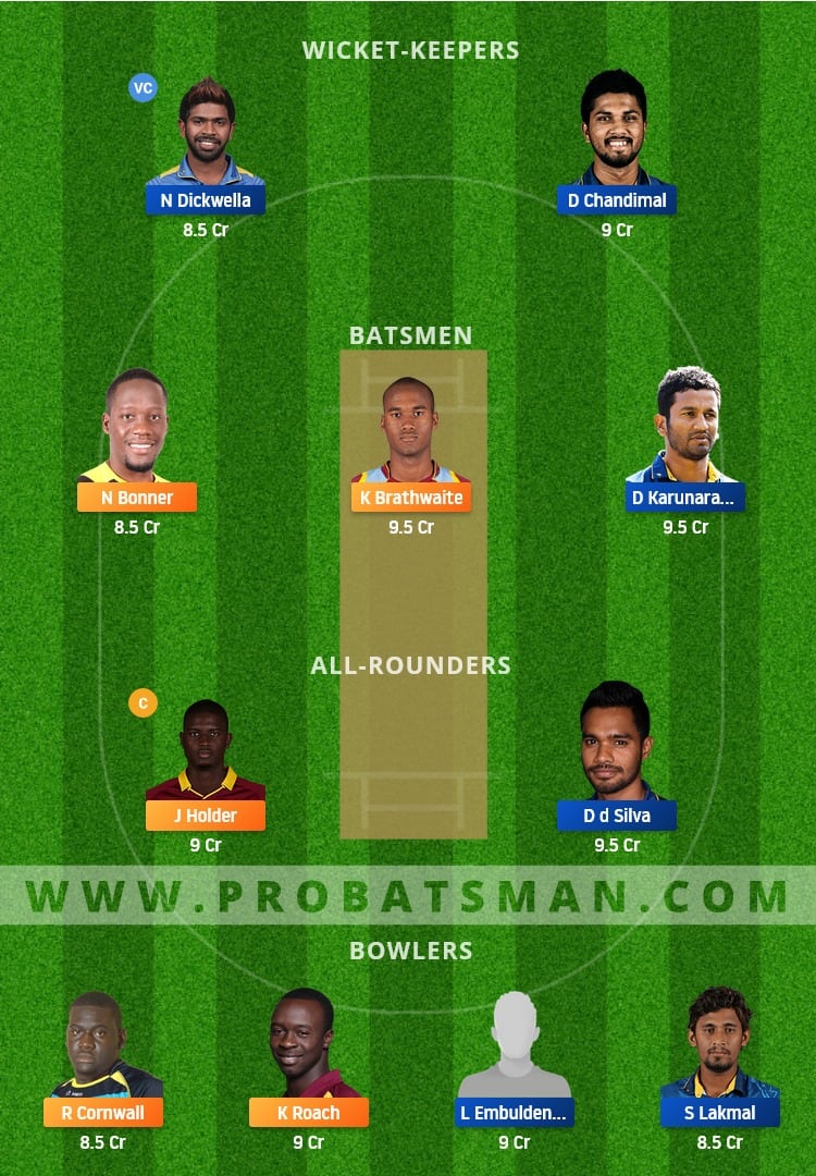 WI vs SL Dream11 Fantasy Team Prediction