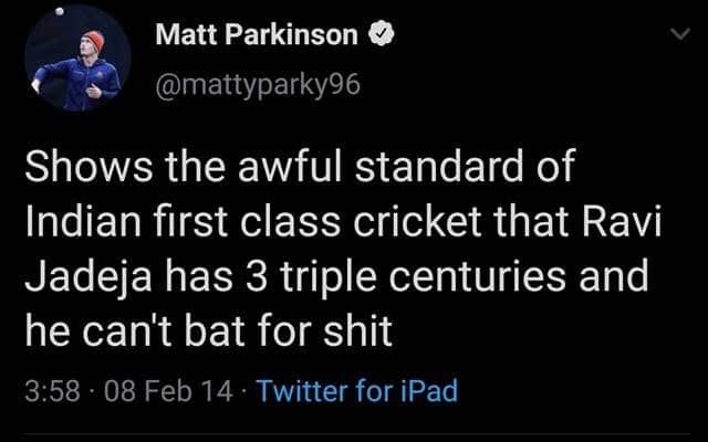 ‘Kohli and Dhoni are disgraces’ – England’s Matt Parkinson Gets Brutally Trolled For His Vulgar Tweets ‘Kohli and Dhoni are disgraces’ – England’s Matt Parkinson Gets Brutally Trolled For His Vulgar Tweets