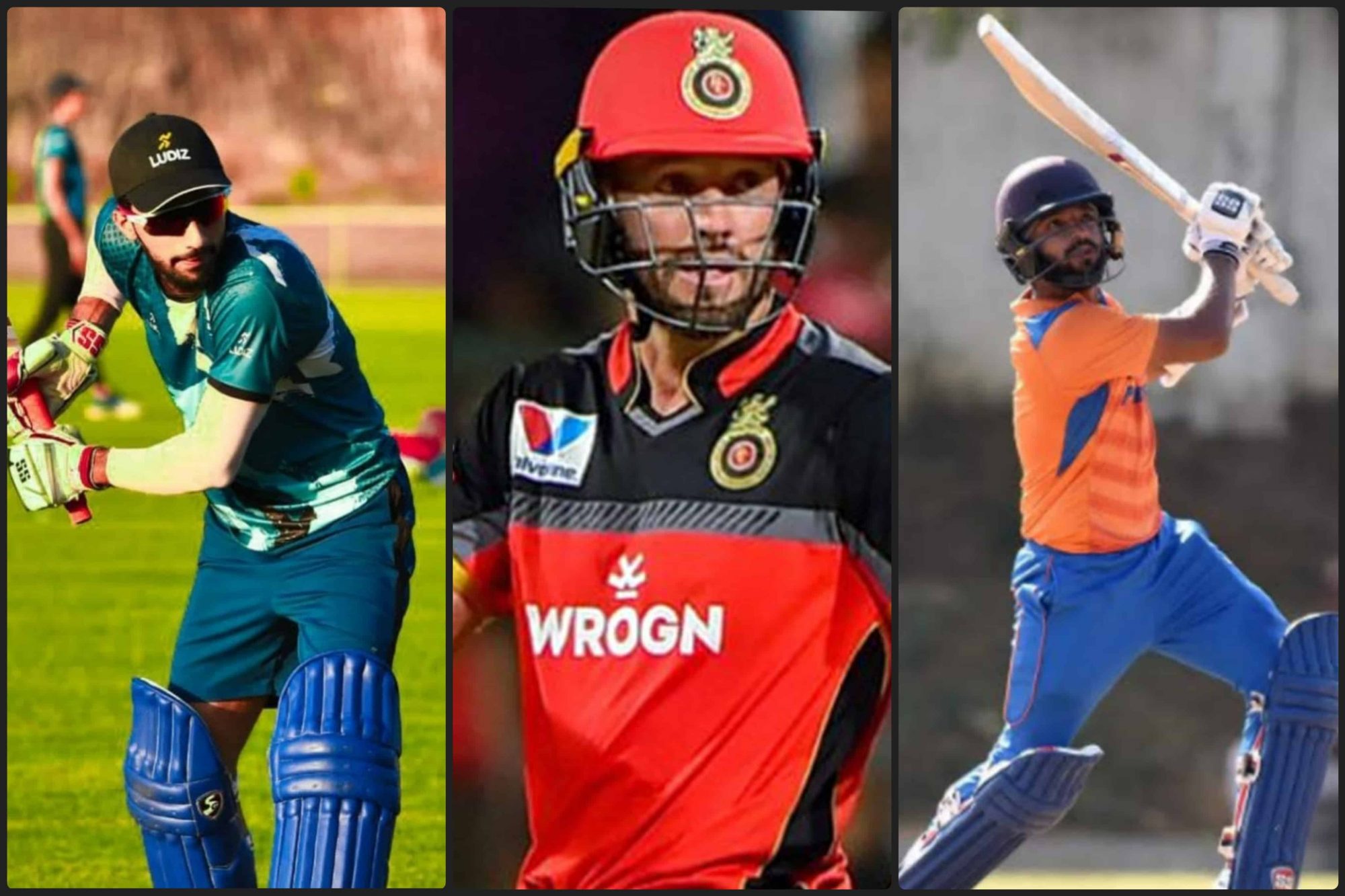 Mohammed Azharuddeen, AB de Villiers and Rajat Patidar Mohammed Azharuddeen, AB de Villiers and Rajat Patidar