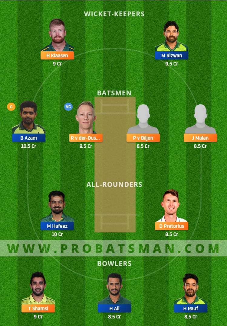 SA vs PAK Dream11 Fantasy Team Prediction