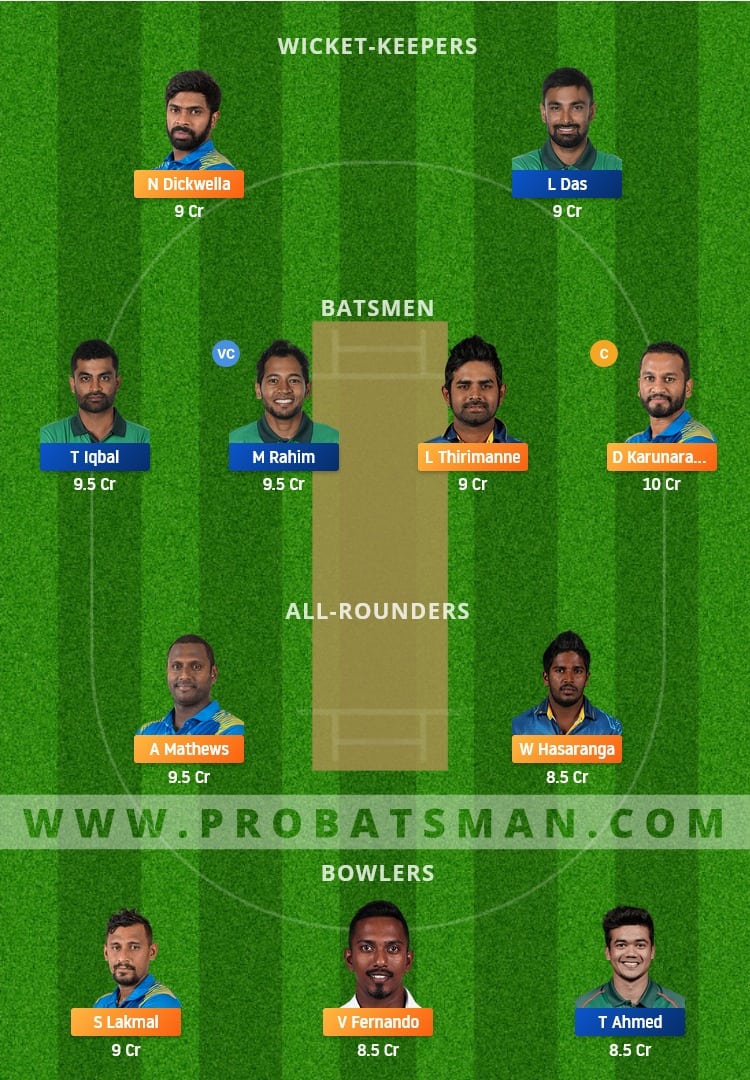 SL vs BAN Dream11 Fantasy Team Prediction