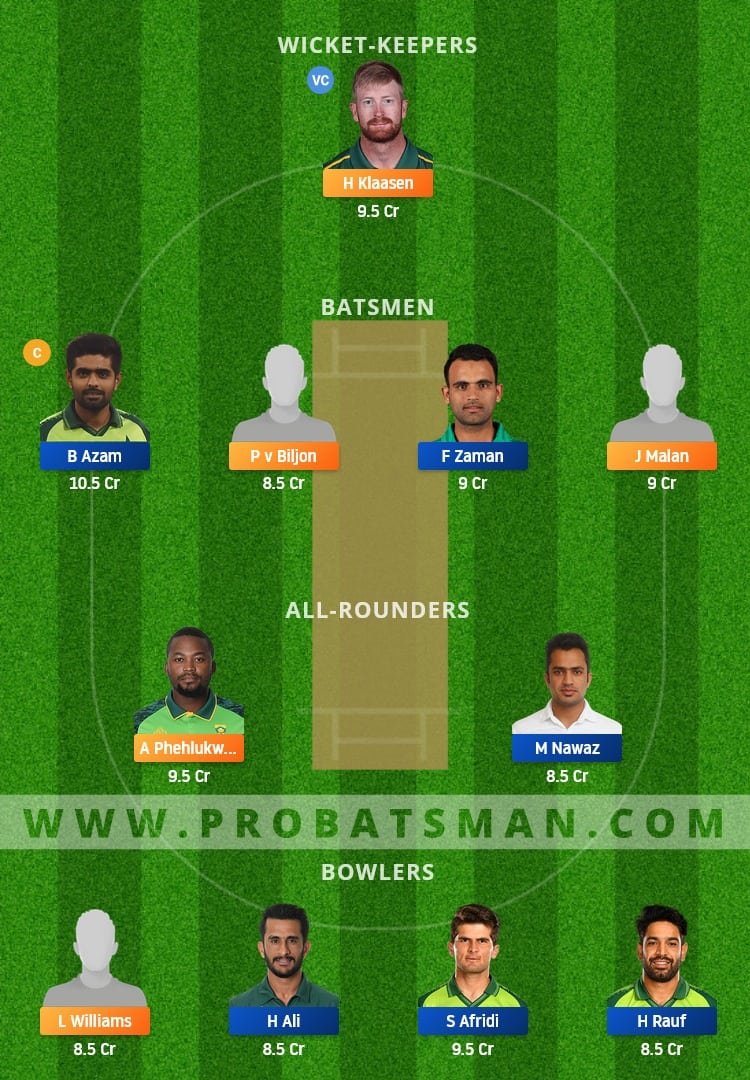 SA vs PAK Dream11 Fantasy Team Prediction