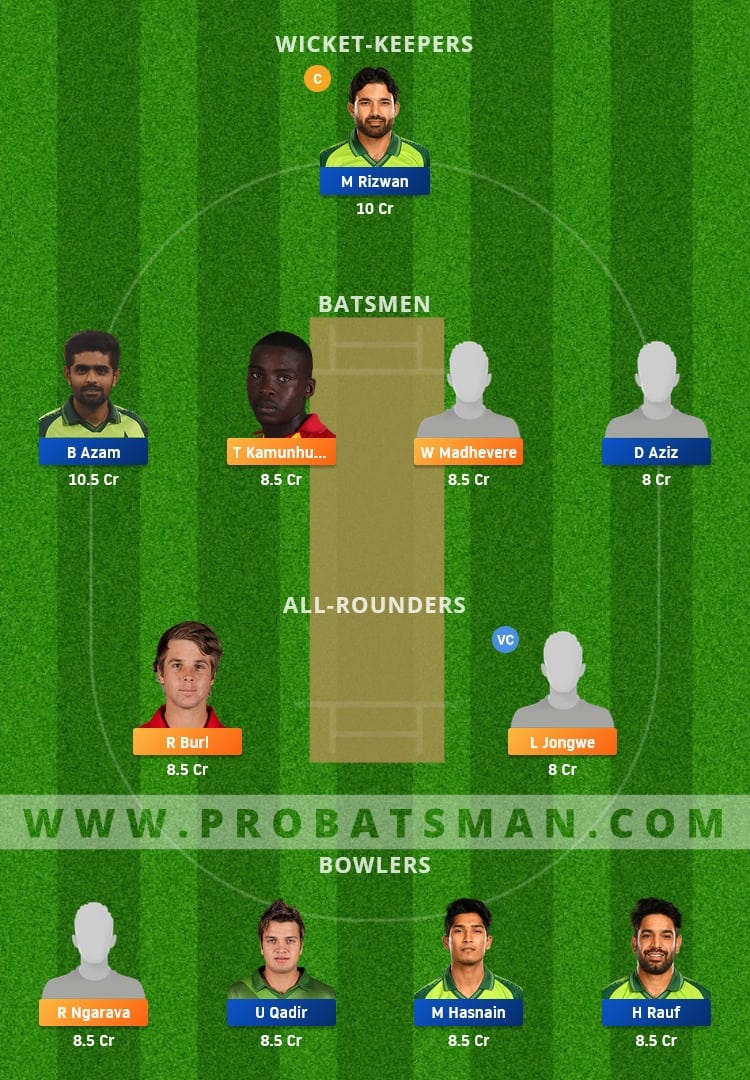 ZIM vs PAK Dream11 Fantasy Team Prediction