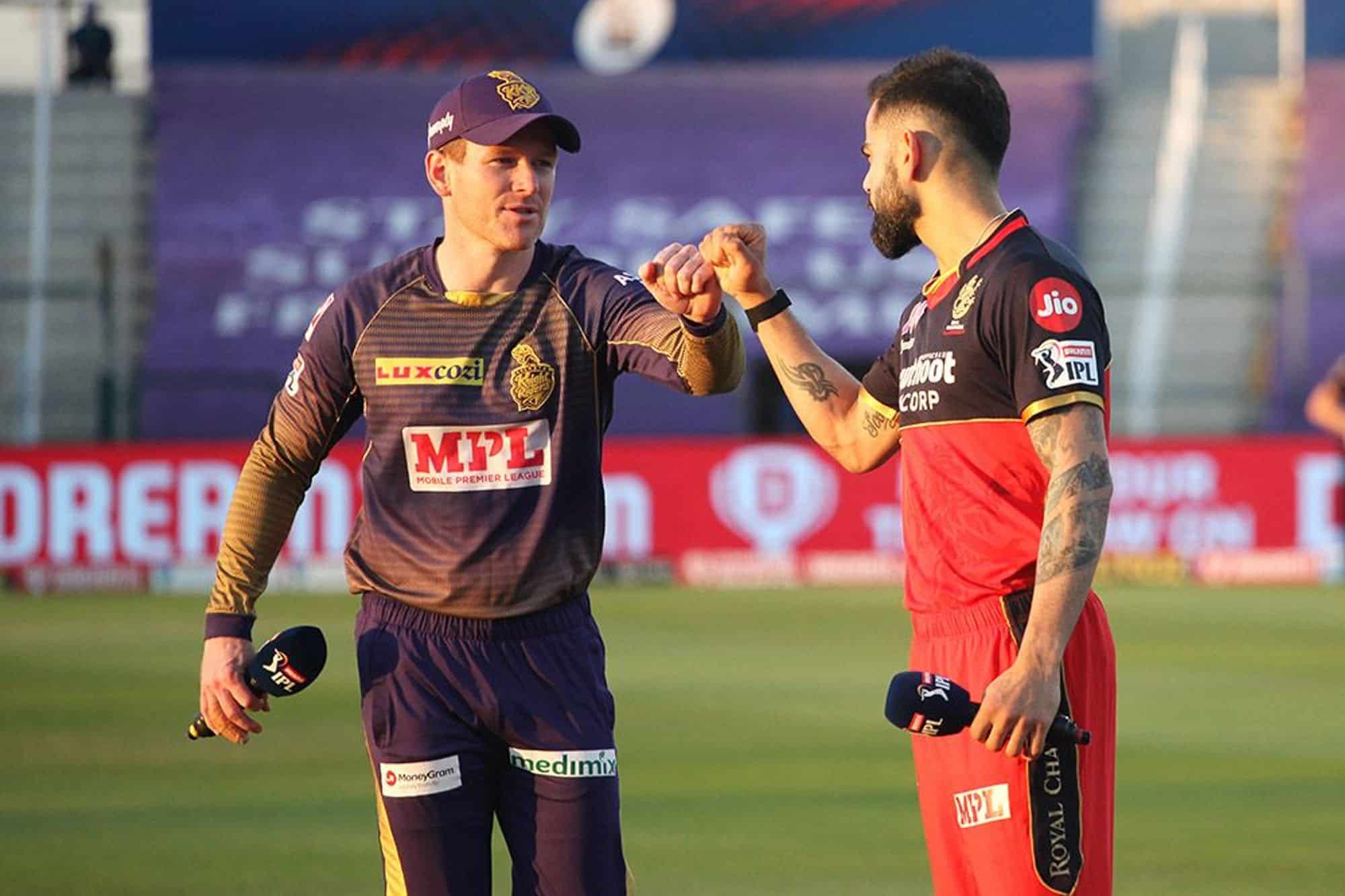 Eoin Morgan & Virat Kohli - RCB vs KKR  Predicted Playing XI