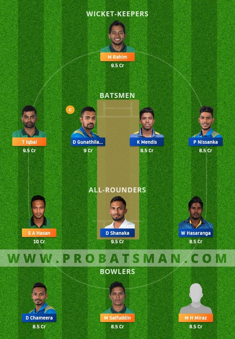 BAN vs SL Dream11 Fantasy Team Prediction