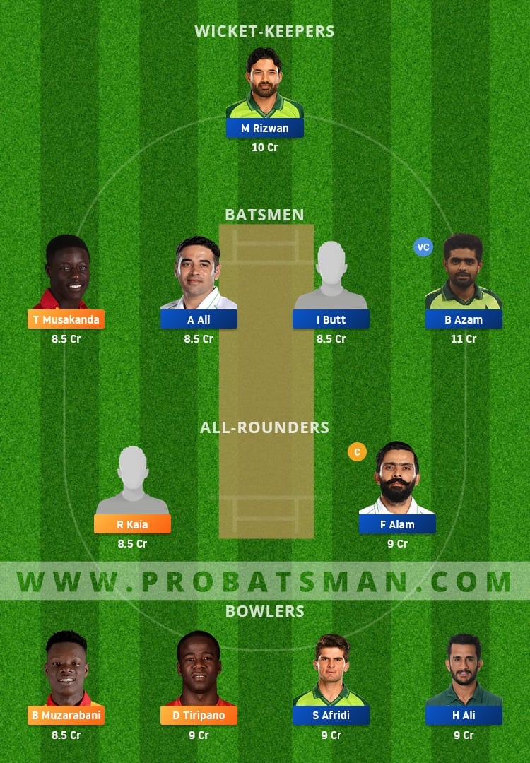 ZIM vs PAK Dream11 Fantasy Team Prediction