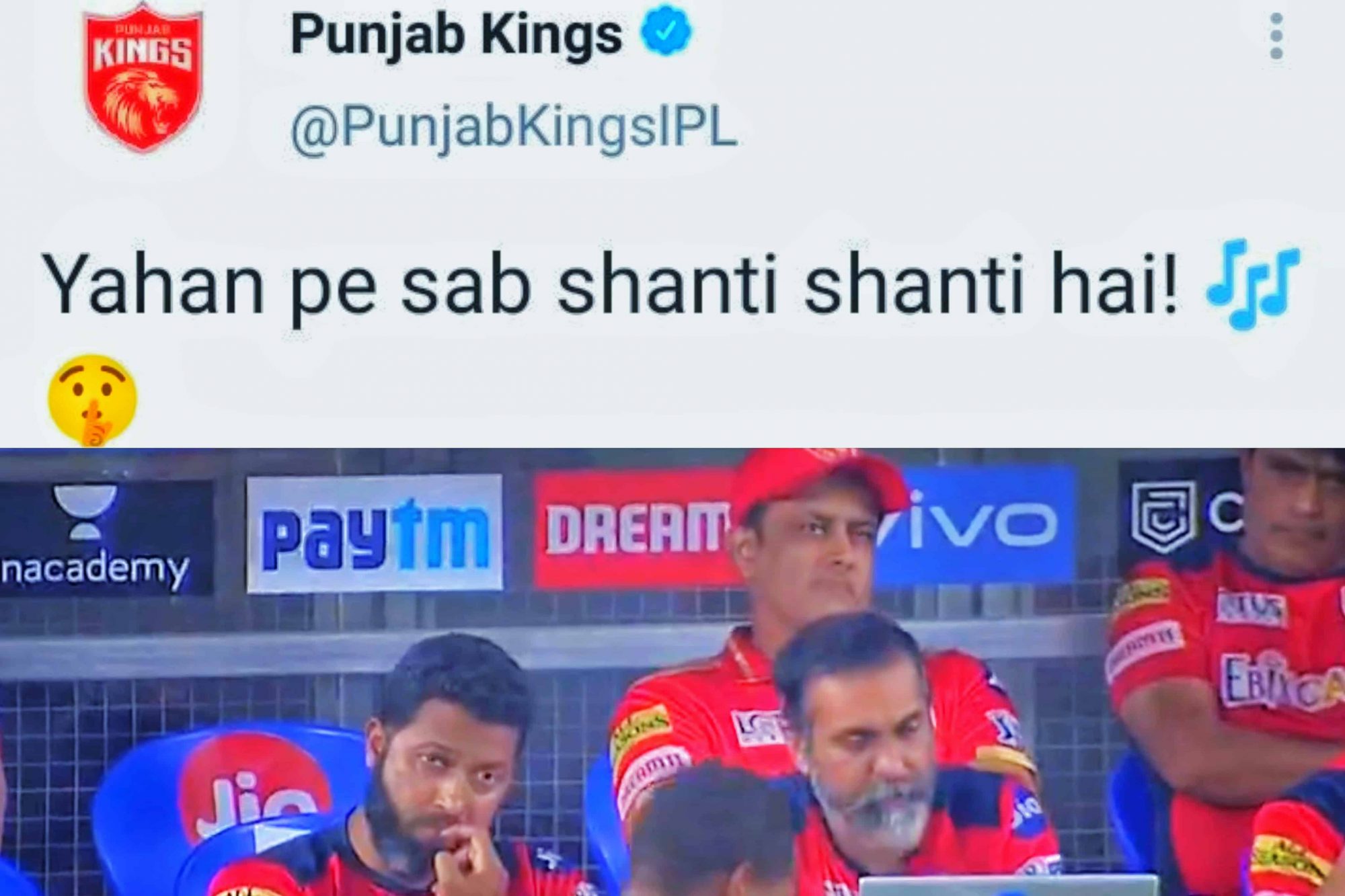 “Yahan pe sab shanti shanti hai” - Netizens Trolled Punjab Kings After Their 7 Wicket Defeat Versus DC