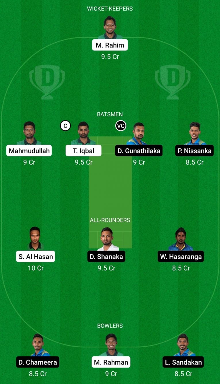 BAN vs SL 1st ODI Fantasy Team Prediction