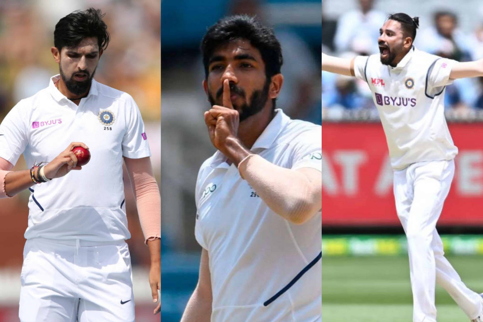 Ishant Sharma, Jasprit Bumrah and Mohammed Siraj