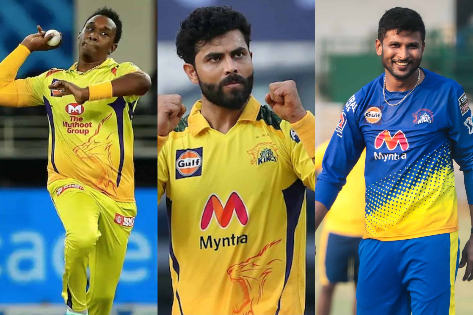 Ravindra Jadeja, Krishnappa Gowtham and Dwayne Bravo