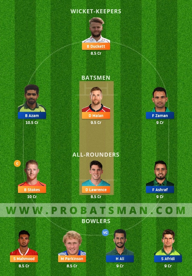 ENG vs PAK Dream11 Fantasy Team Prediction