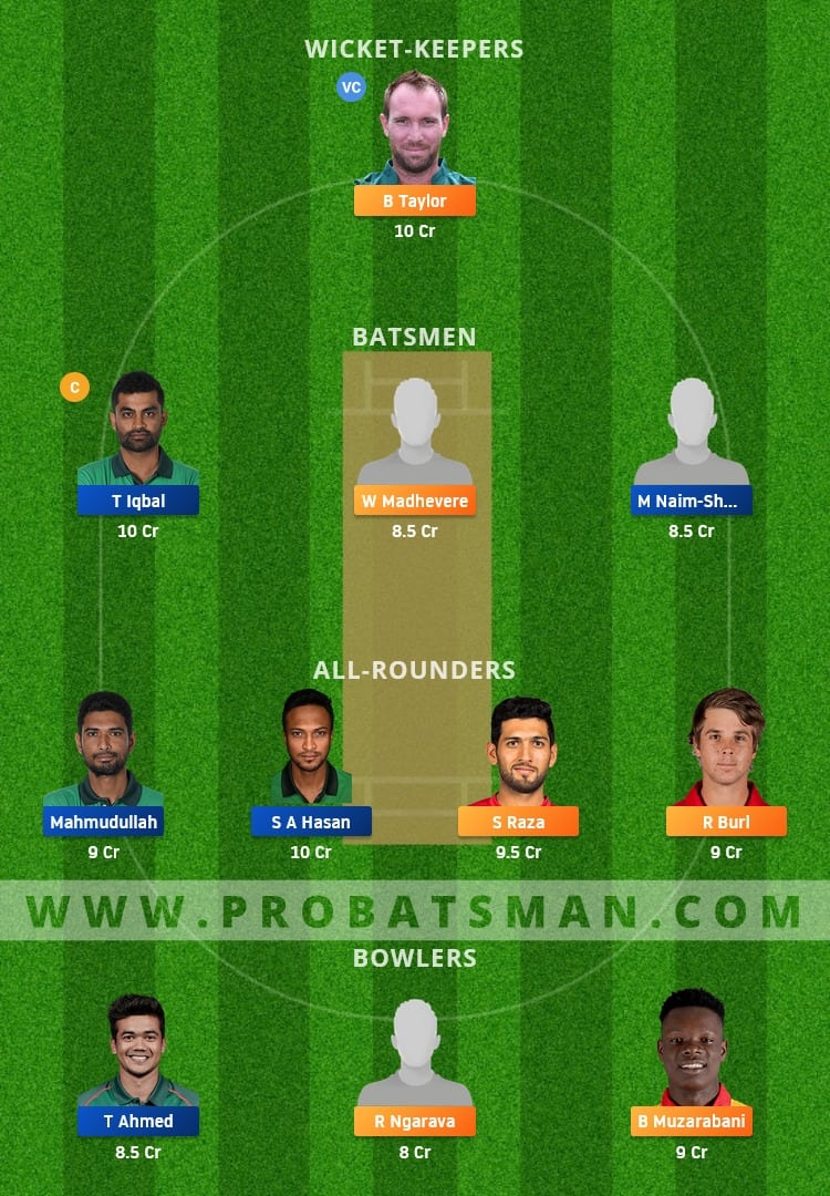 ZIM vs BAN Dream11 Fantasy Team Prediction