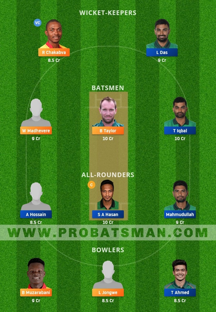 ZIM vs BAN Dream11 Fantasy Team Prediction