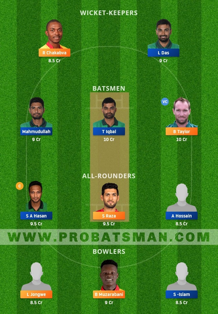 ZIM vs BAN Dream11 Fantasy Team Prediction