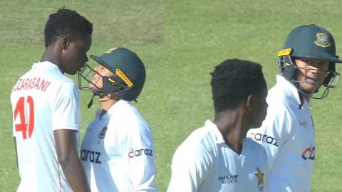 Watch: Blessing Muzarabani And Taskin Ahmed Get Involved In A Heated Argument - ZIM vs BAN