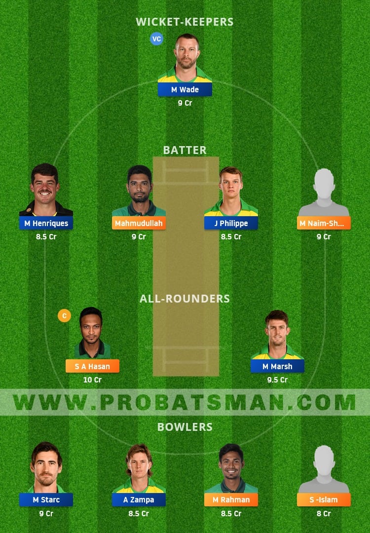 BAN vs AUS Dream11 Fantasy Team Prediction