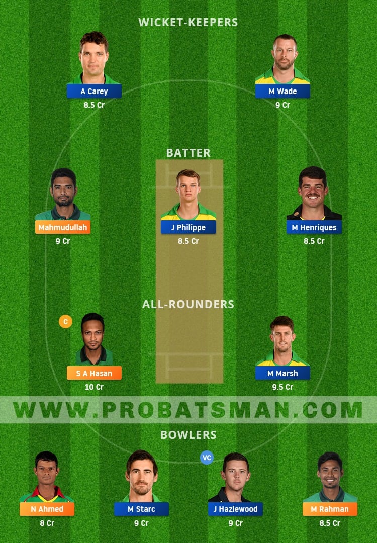 BAN vs AUS Dream11 Fantasy Team Prediction