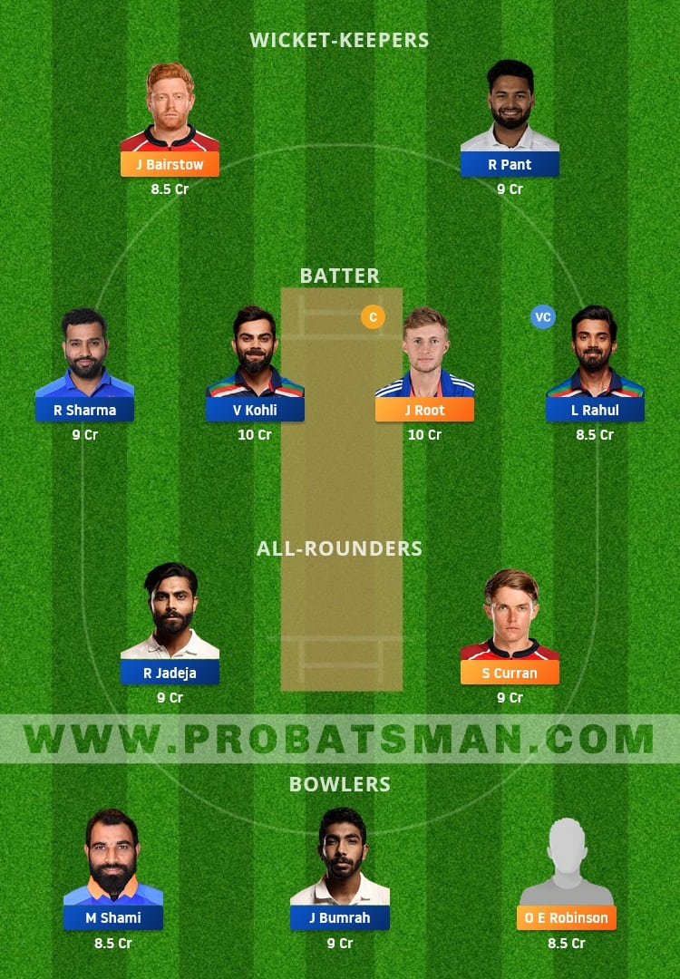 ENG vs IND Dream11 Fantasy Team Prediction