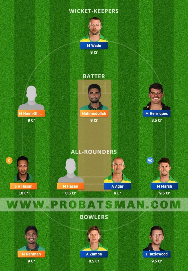 BAN vs AUS Dream11 Fantasy Team Prediction