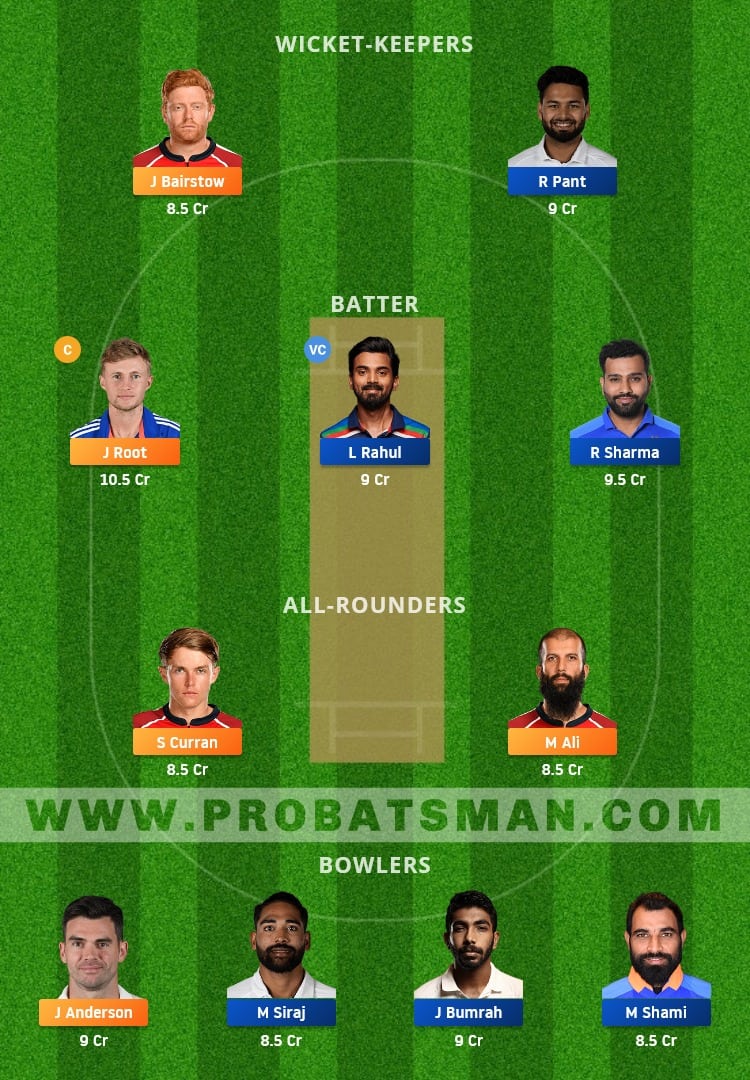 ENG vs IND Dream11 Fantasy Team Prediction