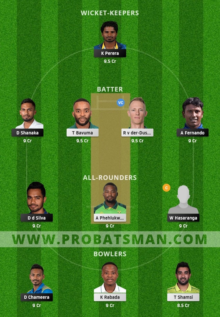 SL vs SA Dream11 Fantasy Team Prediction