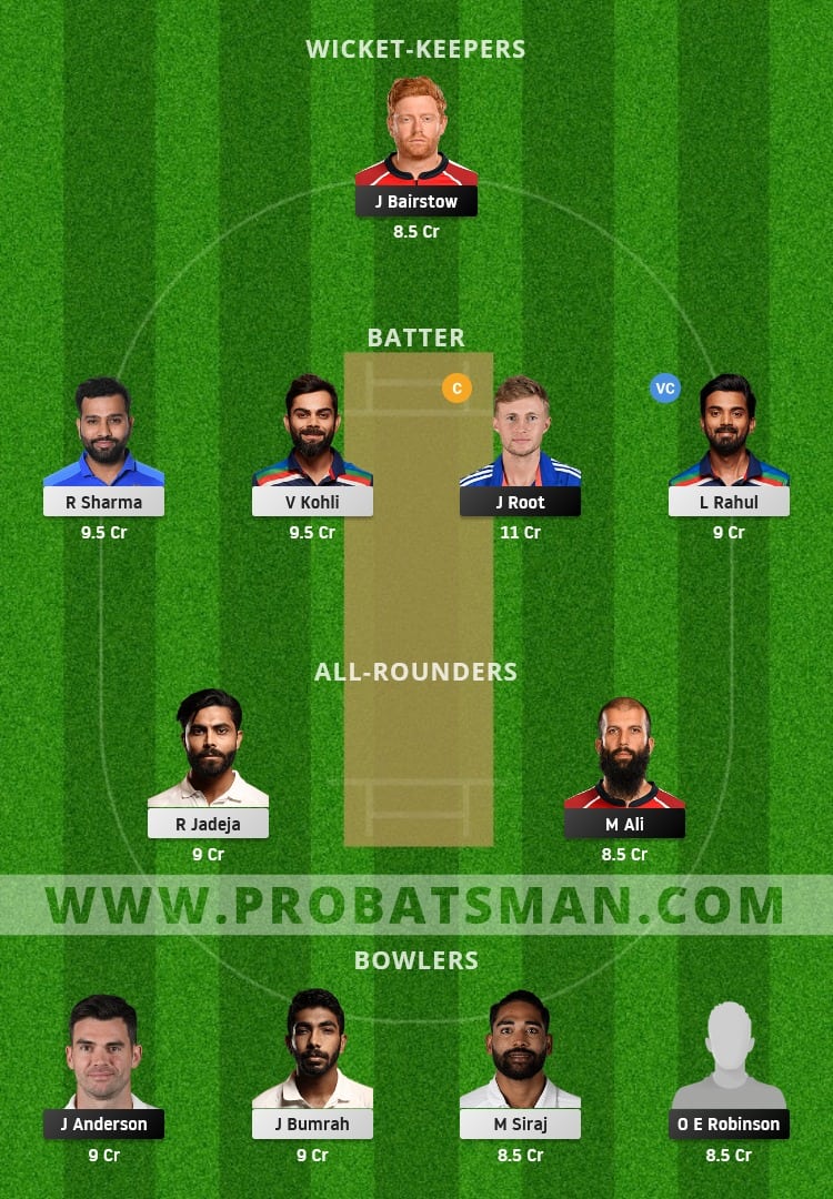 ENG vs IND Dream11 Fantasy Team Prediction