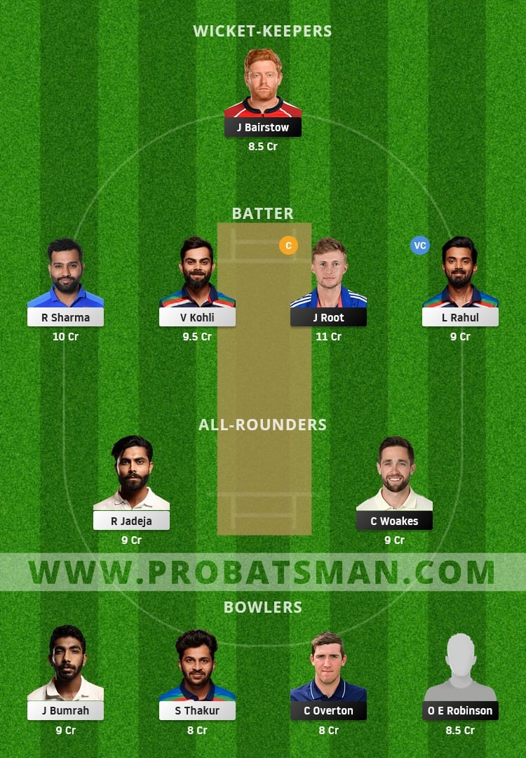 ENG vs IND Dream11 Fantasy Team Prediction ENG vs IND Dream11 Fantasy Team Prediction