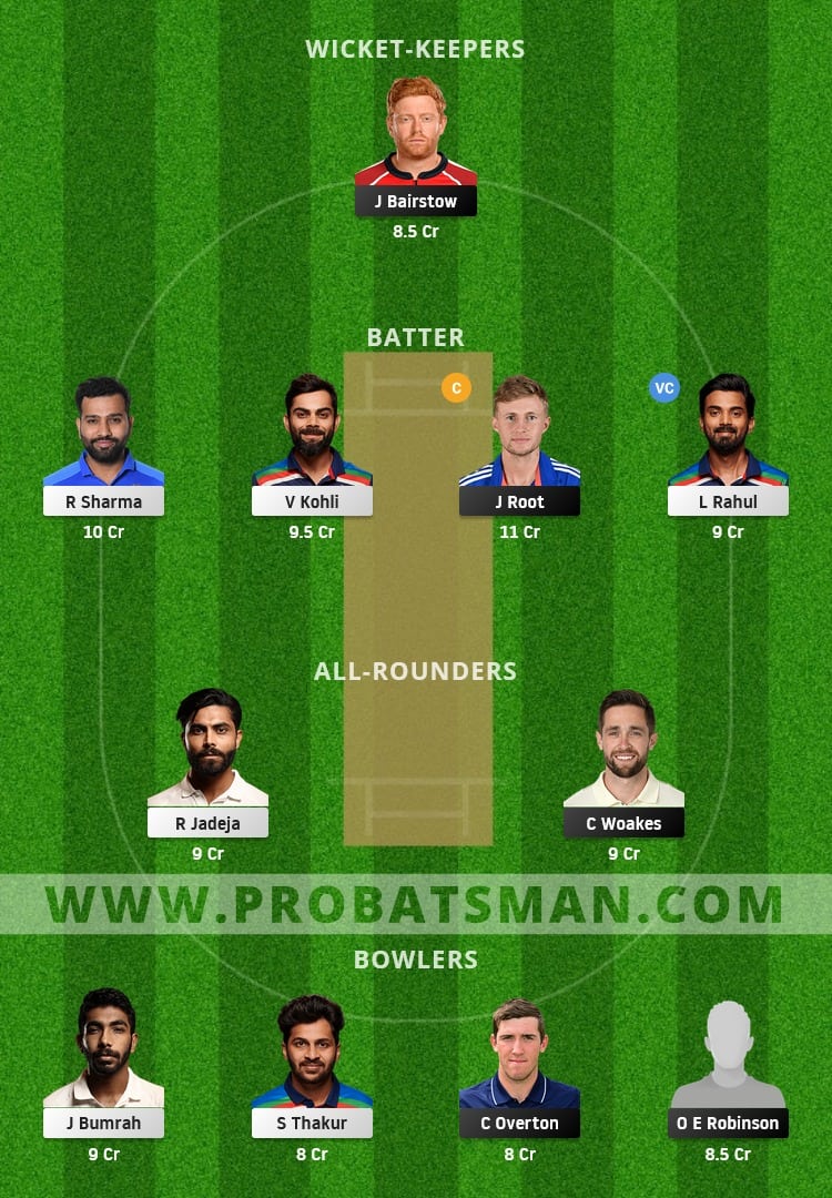 ENG vs IND Dream11 Fantasy Team Prediction