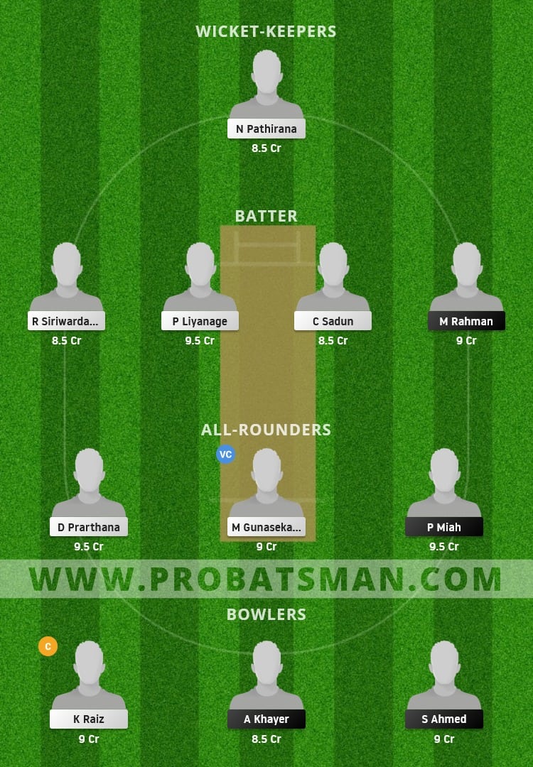 NFCC vs SLL Dream11 Fantasy Team Prediction