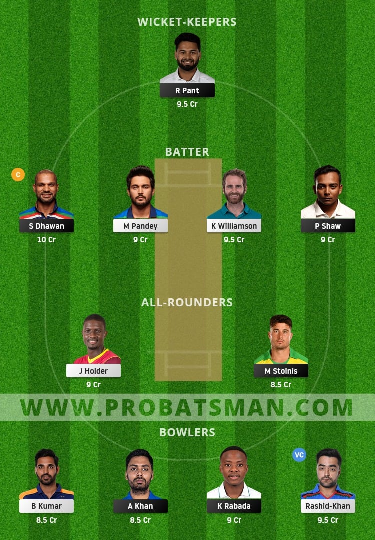 DC vs SRH Dream11 Prediction