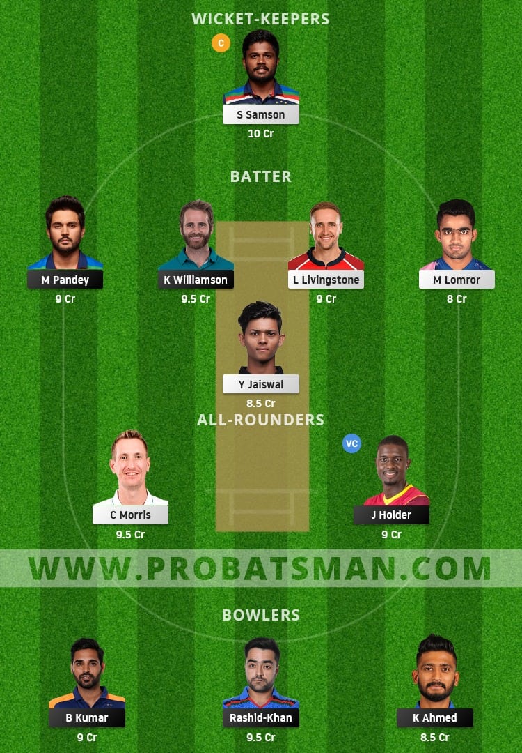 SRH vs RR Dream11 Fantasy Team Prediction