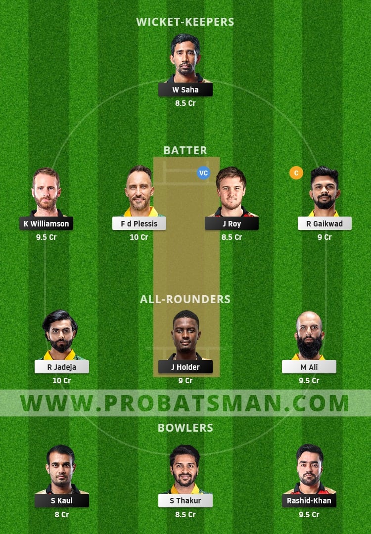 SRH vs CSK Dream11 Fantasy Team Prediction 