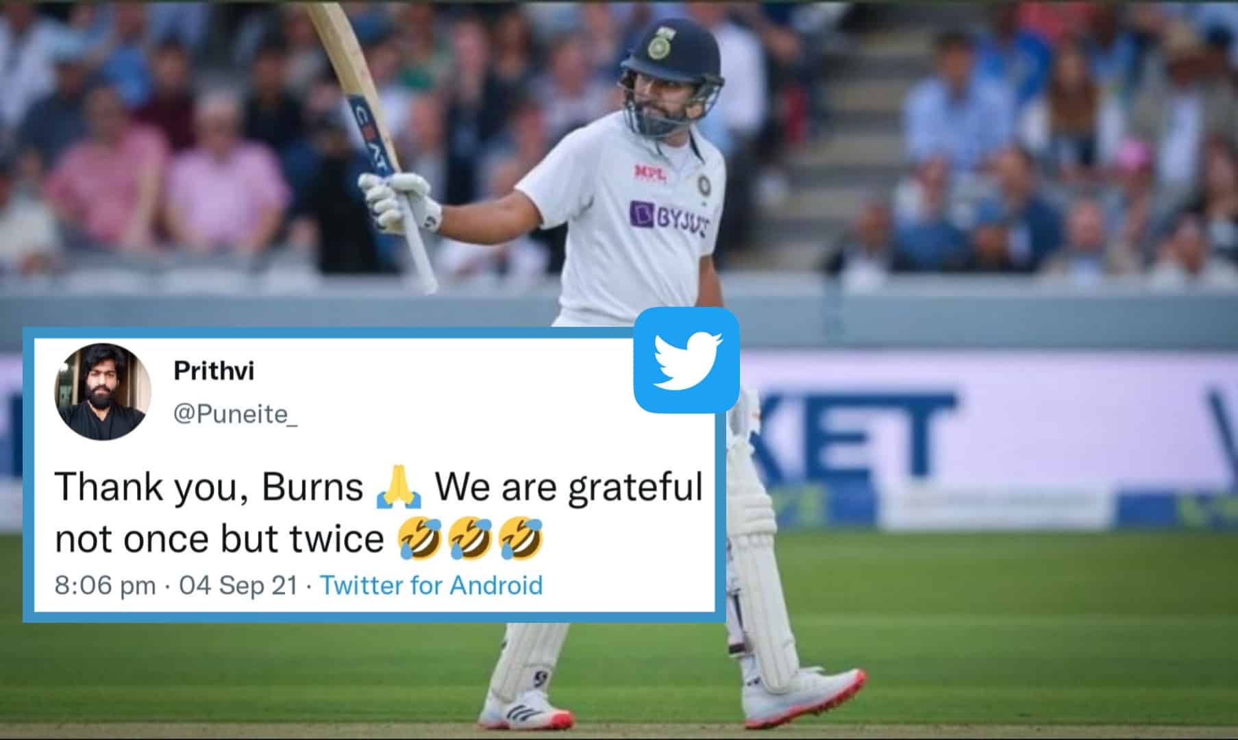 Rohit Sharma Fans Started Trending "Thank you Rory Burns" As Former Smashes His First Overseas Test Century