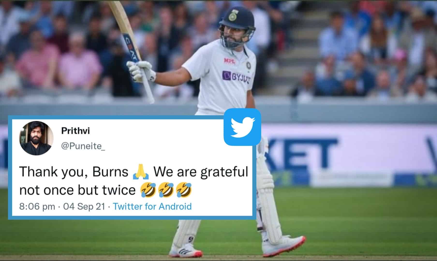Rohit Sharma Fans Started Trending "Thank you Rory Burns" As Former Smashes His First Overseas Test Century