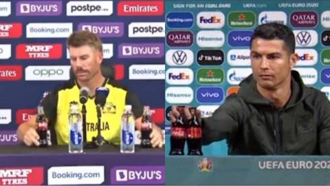David Warner Does A Cristiano Ronaldo Removes Coca-Cola Bottles During Press Conference - Watch Video