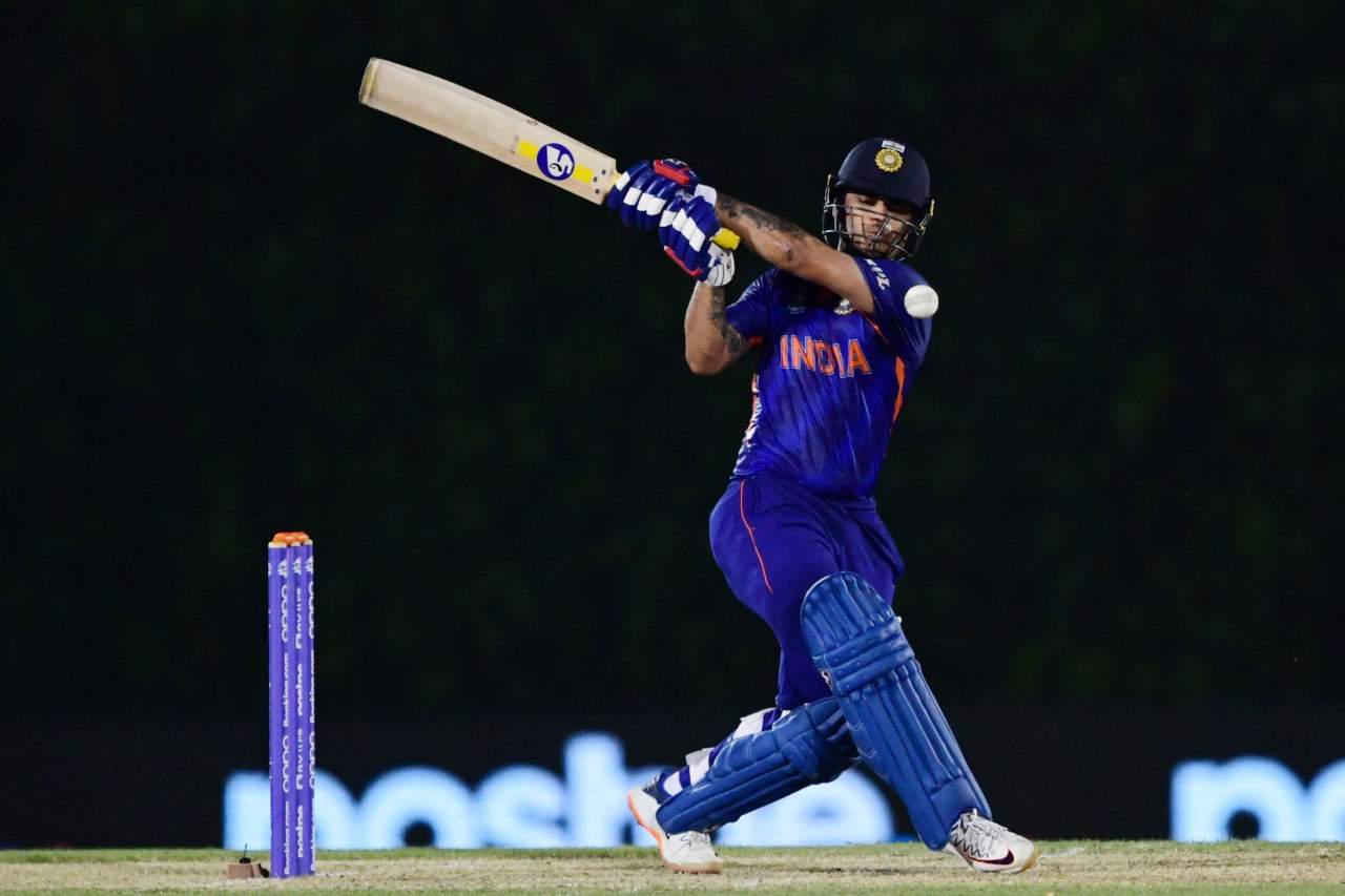 Isha Kishan of Team India Playing Shot During Practice Match Against England